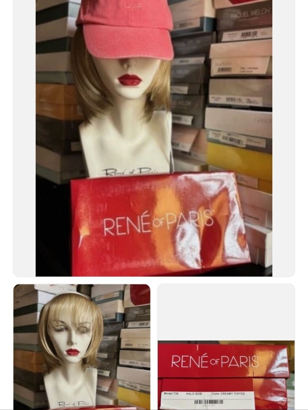 Rene Of Paris Halo Bob. Creamy Toffee. New W Tag. Cute Baseball Cap Included! - Picture 4 of 5